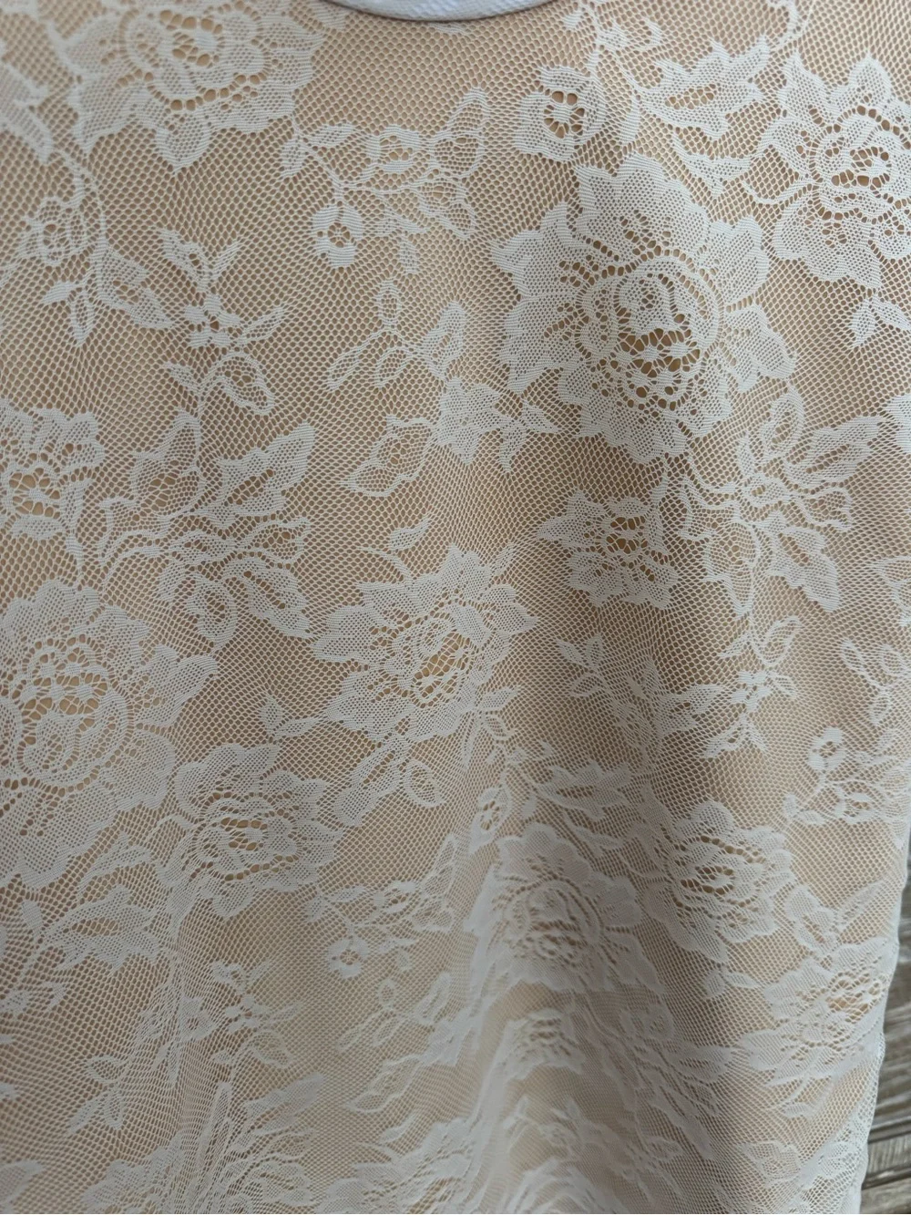 Cavalliera Masterpieces Blush Lace Overlay Top with White Trim - Picture 4 of 7